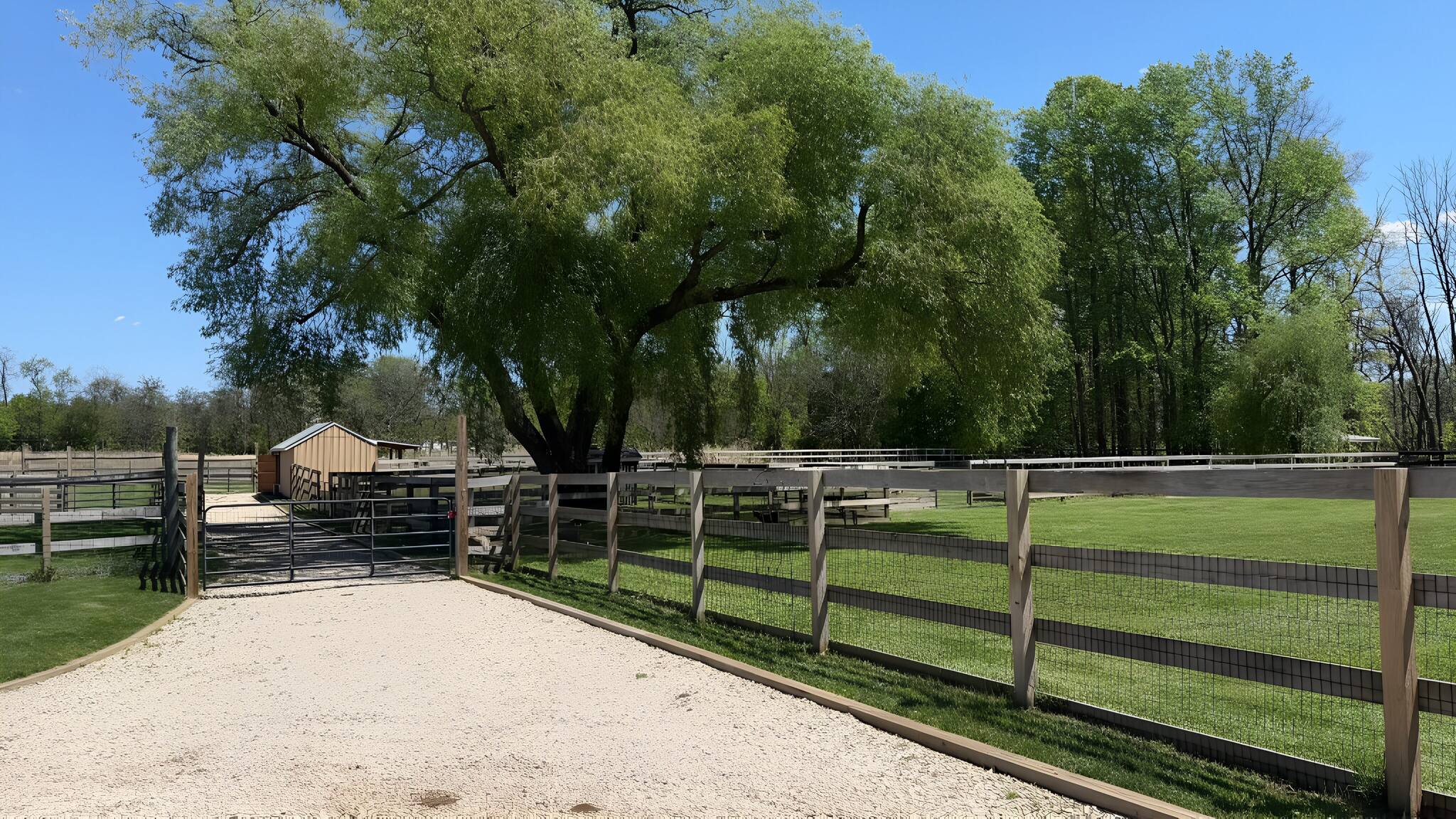 Rural farmland and farm gate at 17 Windsor Estate — versatile film location for period productions NJ